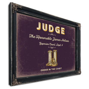 Personalized Judge Sign, Order in the Court, Plum & Mustard, image 1