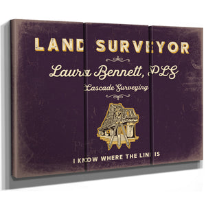 Personalized Land Surveyor Sign, I Know Where the Line Is, Plum & Mustard, image 14