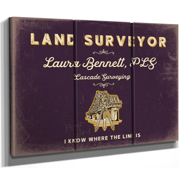 Personalized Land Surveyor Sign, I Know Where the Line Is, Plum & Mustard, image 14