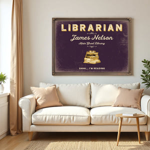 Personalized Librarian Sign, Shhh... I'm Reading, Plum & Mustard, image 5