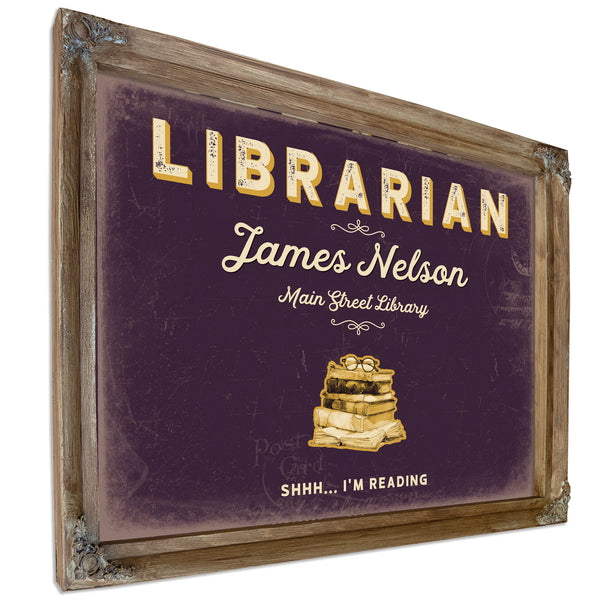 Personalized Librarian Sign, Shhh... I'm Reading, Plum & Mustard, image 6