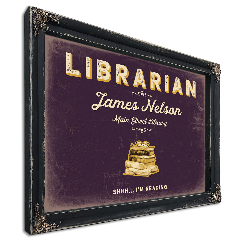 Personalized Librarian Sign, Shhh... I'm Reading, Plum & Mustard, image 1