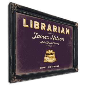 Personalized Librarian Sign, Shhh... I'm Reading, Plum & Mustard, image 1