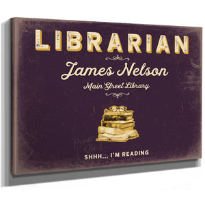 Personalized Librarian Sign, Shhh... I'm Reading, Plum & Mustard, image 8
