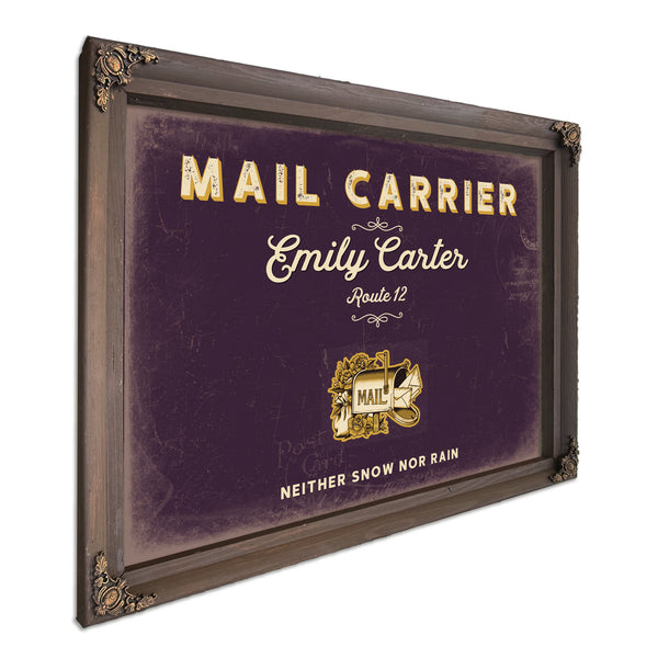 Personalized Mail Carrier Sign, Neither Snow Nor Rain, Plum & Mustard, image 7