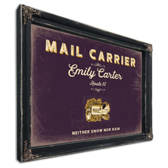 Personalized Mail Carrier Sign, Neither Snow Nor Rain, Plum & Mustard, image 1