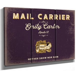 Personalized Mail Carrier Sign, Neither Snow Nor Rain, Plum & Mustard, image 14