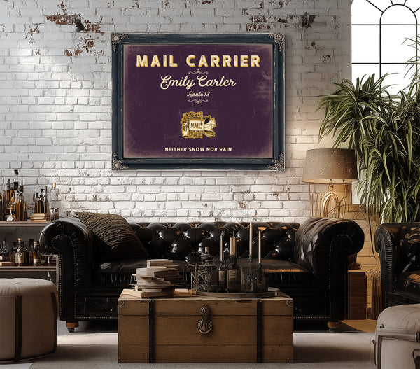 Personalized Mail Carrier Sign, Neither Snow Nor Rain, Plum & Mustard, image 18