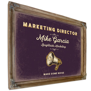 Personalized Marketing Director Sign, Make Some Noise, Plum & Mustard, image 6