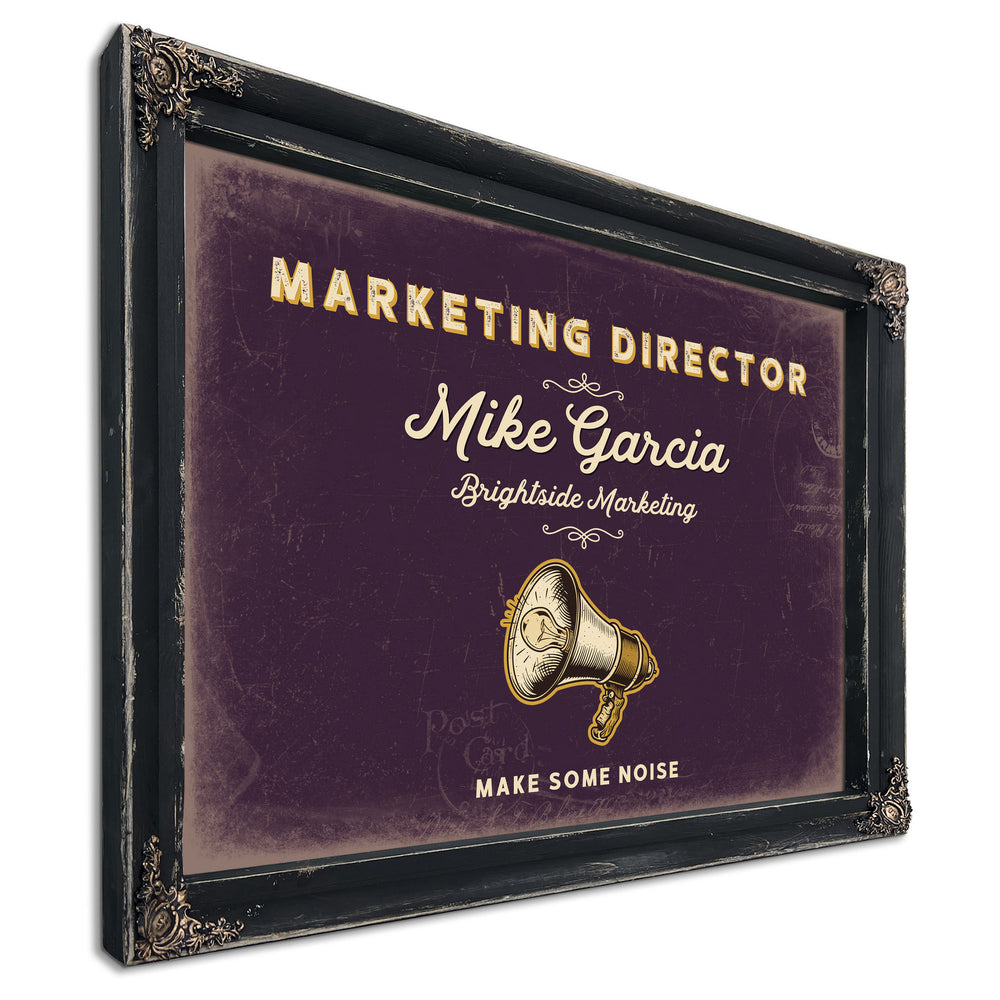 Personalized Marketing Director Sign, Make Some Noise, Plum & Mustard, image 1