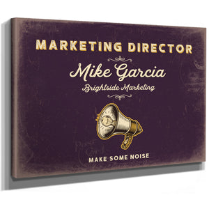 Personalized Marketing Director Sign, Make Some Noise, Plum & Mustard, image 8