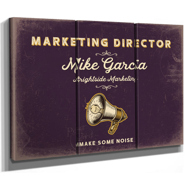 Personalized Marketing Director Sign, Make Some Noise, Plum & Mustard, image 14