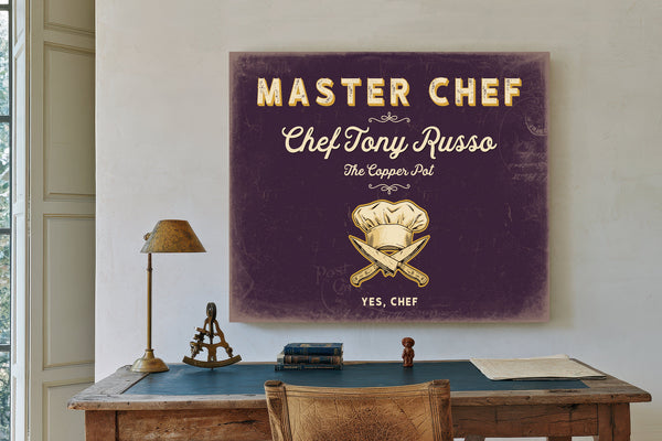 Personalized Master Chef Sign, Yes, Chef, Plum & Mustard, image 2