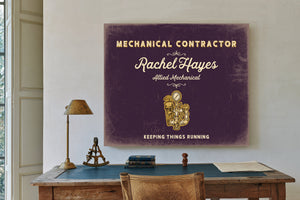 Personalized Mechanical Contractor Sign, Keeping Things Running, Plum & Mustard, image 2
