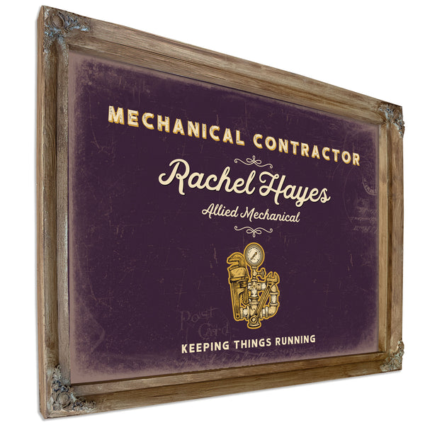 Personalized Mechanical Contractor Sign, Keeping Things Running, Plum & Mustard, image 6