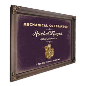 Personalized Mechanical Contractor Sign, Keeping Things Running, Plum & Mustard, image 7