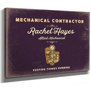 Personalized Mechanical Contractor Sign, Keeping Things Running, Plum & Mustard, image 8