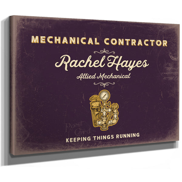 Personalized Mechanical Contractor Sign, Keeping Things Running, Plum & Mustard, image 8