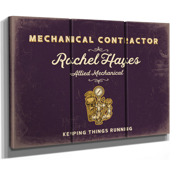 Personalized Mechanical Contractor Sign, Keeping Things Running, Plum & Mustard, image 14