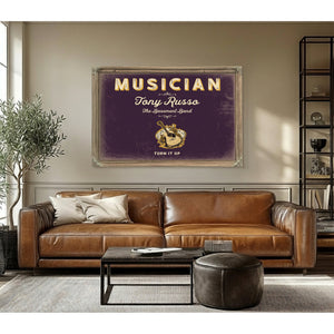 Personalized Musician Sign, Turn It Up, Plum & Mustard, image 3