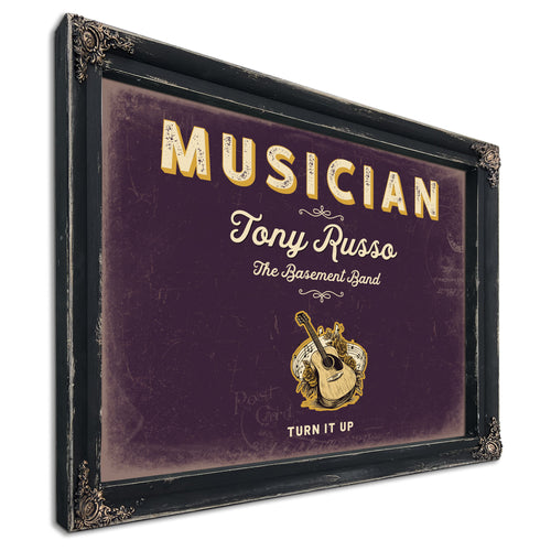 Personalized Musician Sign, Turn It Up, Plum & Mustard, image 1