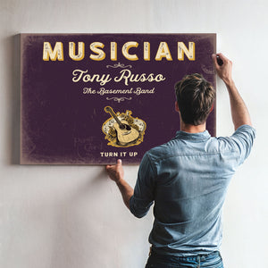 Personalized Musician Sign, Turn It Up, Plum & Mustard, image 9