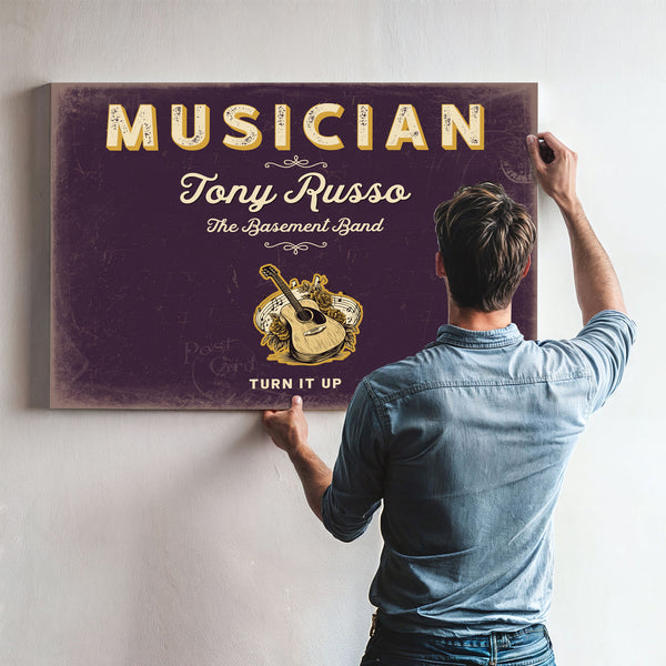 Personalized Musician Sign, Turn It Up, Plum & Mustard, image 9