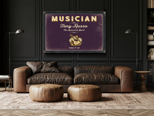 Personalized Musician Sign, Turn It Up, Plum & Mustard, image 17