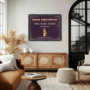 Personalized Nurse Anesthetist Sign, Nap Time Is My Specialty, Plum & Mustard, image 4