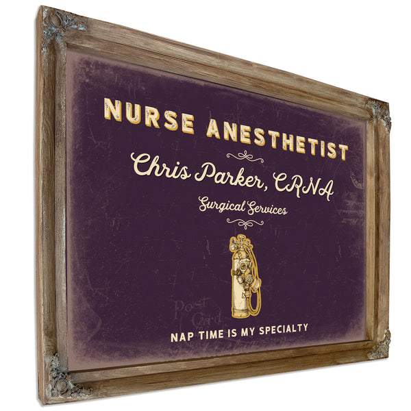Personalized Nurse Anesthetist Sign, Nap Time Is My Specialty, Plum & Mustard, image 6