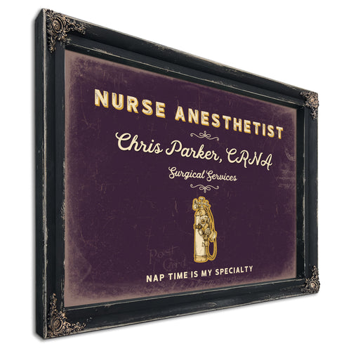 Personalized Nurse Anesthetist Sign, Nap Time Is My Specialty, Plum & Mustard, image 1