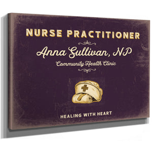 Personalized Nurse Practitioner Sign, Healing With Heart, Plum & Mustard, image 8
