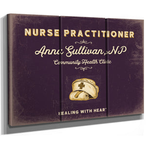 Personalized Nurse Practitioner Sign, Healing With Heart, Plum & Mustard, image 14