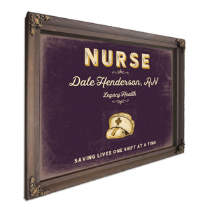 Personalized Nurse Sign, Saving Lives One Shift at a Time, Plum & Mustard, image 7