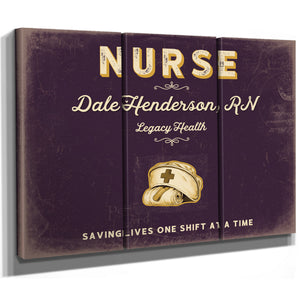Personalized Nurse Sign, Saving Lives One Shift at a Time, Plum & Mustard, image 14