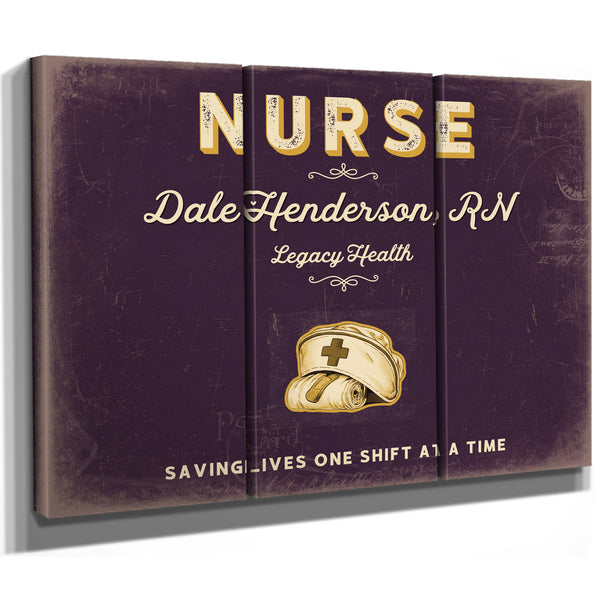 Personalized Nurse Sign, Saving Lives One Shift at a Time, Plum & Mustard, image 14