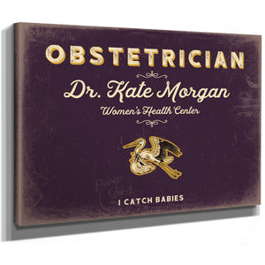Personalized Obstetrician Sign, I Catch Babies, Plum & Mustard, image 8