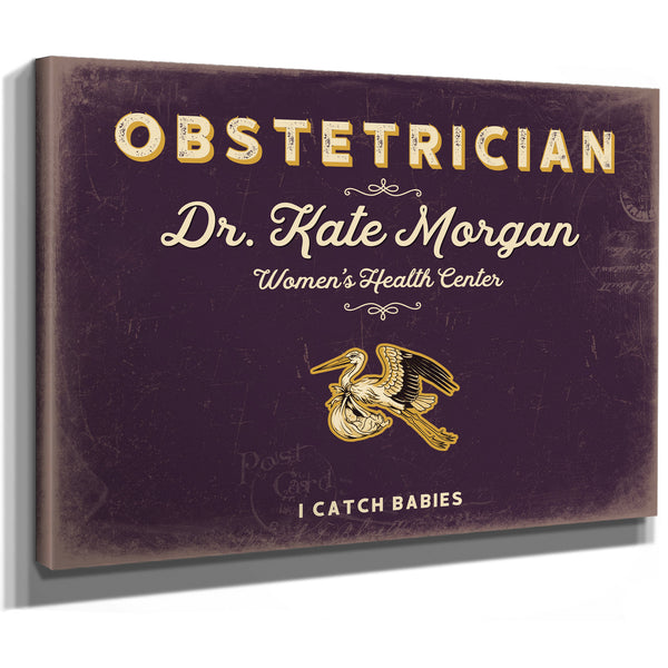 Personalized Obstetrician Sign, I Catch Babies, Plum & Mustard, image 8