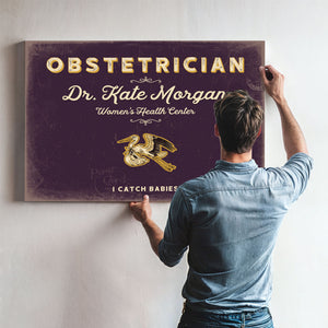 Personalized Obstetrician Sign, I Catch Babies, Plum & Mustard, image 9