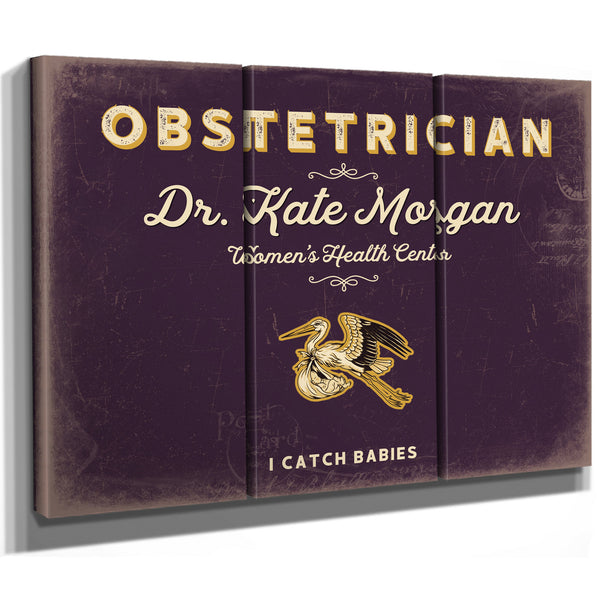 Personalized Obstetrician Sign, I Catch Babies, Plum & Mustard, image 14
