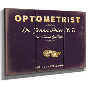 Personalized Optometrist Sign, Seeing Is Believing, Plum & Mustard, image 14