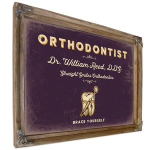 Personalized Orthodontist Sign, Brace Yourself, Plum & Mustard, image 6