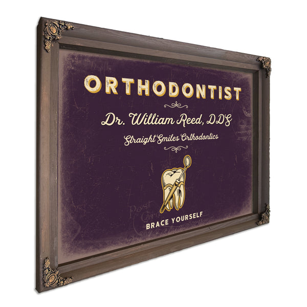 Personalized Orthodontist Sign, Brace Yourself, Plum & Mustard, image 7