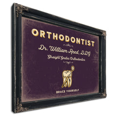 Personalized Orthodontist Sign, Brace Yourself, Plum & Mustard, image 1