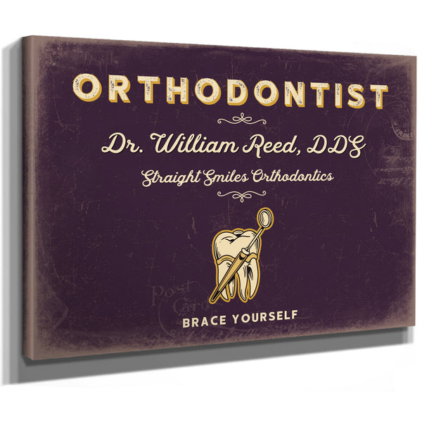 Personalized Orthodontist Sign, Brace Yourself, Plum & Mustard, image 8