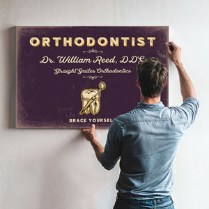 Personalized Orthodontist Sign, Brace Yourself, Plum & Mustard, image 9