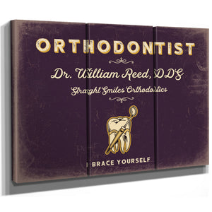 Personalized Orthodontist Sign, Brace Yourself, Plum & Mustard, image 14