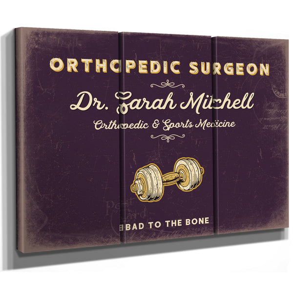 Personalized Orthopedic Surgeon Sign, Bad to the Bone, Plum & Mustard, image 14