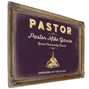 Personalized Pastor Sign, Shepherd of the Flock, Plum & Mustard, image 6