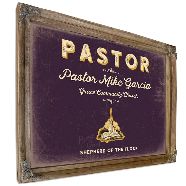 Personalized Pastor Sign, Shepherd of the Flock, Plum & Mustard, image 6
